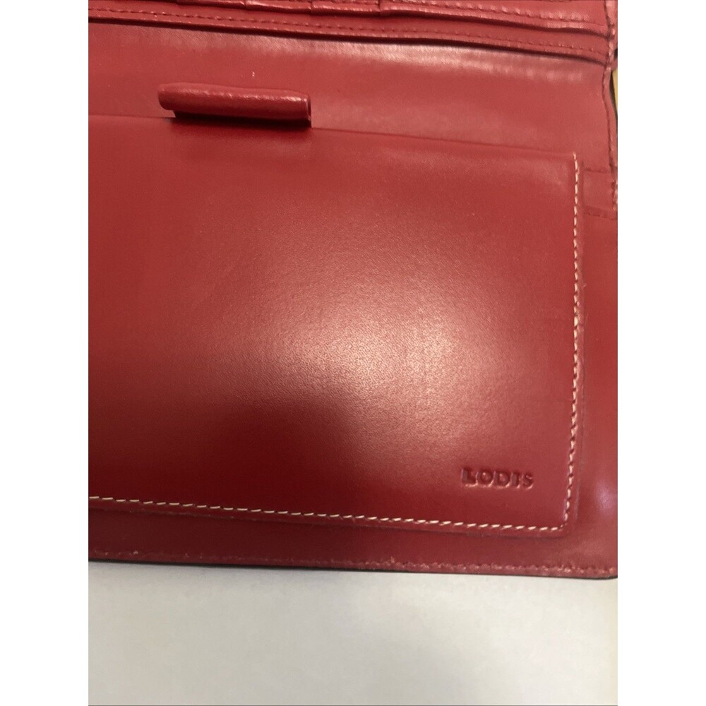 LODIS Women's Premier Leather Audrey Trifold Clutch Wallet Red - Picture 10 of 12